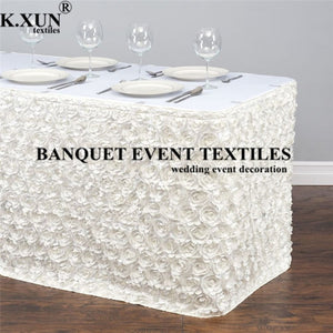 Satin Rose Tablecloth Skirting Cake Table Skirt For Wedding Event Decoration