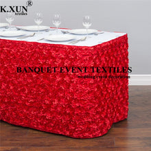 Load image into Gallery viewer, Satin Rose Tablecloth Skirting Cake Table Skirt For Wedding Event Decoration