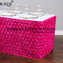 Load image into Gallery viewer, Satin Rose Tablecloth Skirting Cake Table Skirt For Wedding Event Decoration