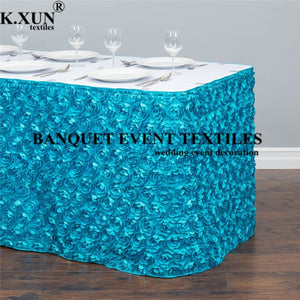 Satin Rose Tablecloth Skirting Cake Table Skirt For Wedding Event Decoration