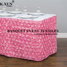 Load image into Gallery viewer, Satin Rose Tablecloth Skirting Cake Table Skirt For Wedding Event Decoration