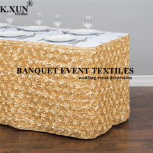 Load image into Gallery viewer, Satin Rose Tablecloth Skirting Cake Table Skirt For Wedding Event Decoration