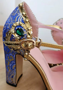 Spring Summer Rhinestone Shoes Women Embroidery Flower Jewelled Diamond High Heels Pumps Bridal Crystal Metal Wedding Shoes