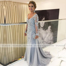 Load image into Gallery viewer, Appliques Lace Mother of The Bride Dresses Mermaid V Neck Long Sleeve Mother Dress For Wedding Party Mom Dress 2020 New Arrival