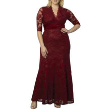 Load image into Gallery viewer, Burgundy Mother Of The Bride Dresses Plus Size Elegant A Line V Neck Half Sleeve Lace Wedding Party Gowns Robe De Soiree