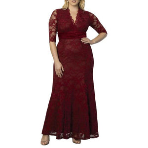 Burgundy Mother Of The Bride Dresses Plus Size Elegant A Line V Neck Half Sleeve Lace Wedding Party Gowns Robe De Soiree