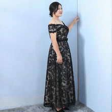 Load image into Gallery viewer, Elegant Boat Neck Long Evening Dresses 2019 New Black And White Sequined Lace Plus Size Mother Of The Bride Dresses