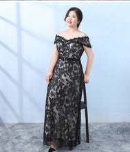 Load image into Gallery viewer, Elegant Boat Neck Long Evening Dresses 2019 New Black And White Sequined Lace Plus Size Mother Of The Bride Dresses