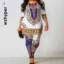 Load image into Gallery viewer, 2020 African Dresses for Women Top Pants Suit Print Ladies Clothes Robe Africaine Bazin Fashion Clothing  African Print Dresses