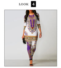 Load image into Gallery viewer, 2020 African Dresses for Women Top Pants Suit Print Ladies Clothes Robe Africaine Bazin Fashion Clothing  African Print Dresses