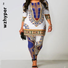 Load image into Gallery viewer, 2020 African Dresses for Women Top Pants Suit Print Ladies Clothes Robe Africaine Bazin Fashion Clothing  African Print Dresses