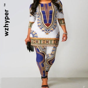 2020 African Dresses for Women Top Pants Suit Print Ladies Clothes Robe Africaine Bazin Fashion Clothing  African Print Dresses