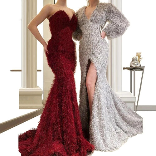 2022 Fall Winter Spring Evening Dress Women Clothes Formal Party Gowns Long Robe De Soiree Celebrity Vestidos Grey Dress