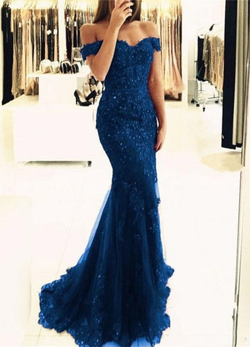 robe de soiree Lace Mermaid Appliques Off-the-shoulder Evening Dresses 2022 Vestido De Festa Beaded Sequins Mother Prom Gowns