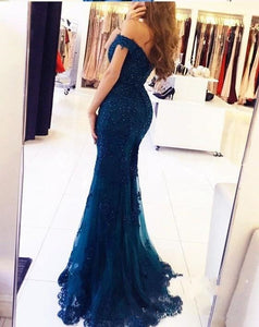 robe de soiree Lace Mermaid Appliques Off-the-shoulder Evening Dresses 2022 Vestido De Festa Beaded Sequins Mother Prom Gowns