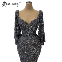 Load image into Gallery viewer, Dubai Silver Sequins Long  Evening Dress Women Mermaid vestido de festa For Celebrity Party вечернее платье Middle East Gowns