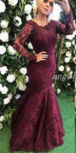 Load image into Gallery viewer, vestido de noiva 2022 Lace Appliques Beads Long Women Prom Party evening Gowns Long Sleeve Burgundy Mother Of The Bride Dresses