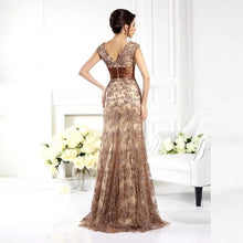 Load image into Gallery viewer, Plus Size Mother Of The Bride Dresses A-line V-neck Cap Sleeves Appliques Beaded Long Elegant Groom Mother Dresses Wedding