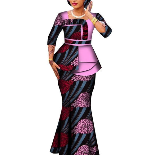 2 Piece Set African Clothes for Women Fashion Ankara Women Long Skirts and Tops Lady Elegant Dashiki Outfits Bazin Riche