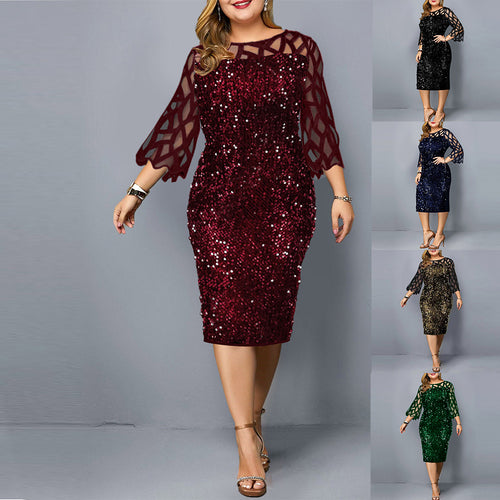 Mother Of The Bride Groom Dresses Plus Size Everyday Burgundy Elegant Party Wedding Sequins Women Clothing 4xl 5xl 6xl Summer