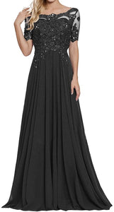 Mother Of The Bride Dresses Applique Beaded Chiffon Formal Evening Dress Vestidos De Novias Wedding Party Dress Bridesmaid Dress