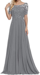 Mother Of The Bride Dresses Applique Beaded Chiffon Formal Evening Dress Vestidos De Novias Wedding Party Dress Bridesmaid Dress