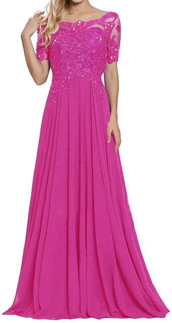 Mother Of The Bride Dresses Applique Beaded Chiffon Formal Evening Dress Vestidos De Novias Wedding Party Dress Bridesmaid Dress