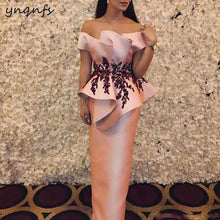 Load image into Gallery viewer, YNQNFS M26 Chic Off Shoulder Ruffles Orange Mother of the Bride Dresses Groom Mother Gown Elegant Long Vestido de Festa Longo