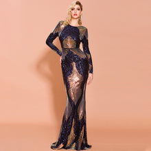 Load image into Gallery viewer, Long Sleeves Evening Dresses Mermaid Backless  Sexy Women Sequins Hot Fashion Formal Evening Gown Prom Dress ESAN362