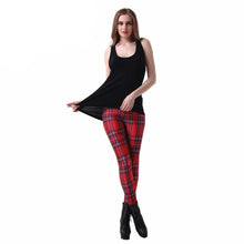 Load image into Gallery viewer, New Arrival Women Slim Designed digital Printed milk vintage Tartan Red Leggings drop shipping