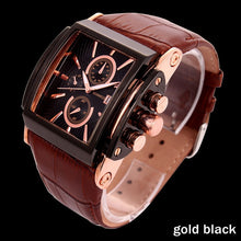 Load image into Gallery viewer, BOAMIGO men quartz watches large dial fashion casual sports watches rose gold sub dials clock brown leather male wrist watches