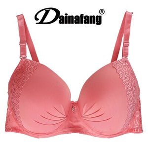 New Large Size Full Cup Push Up Bra Fashion Print Lace Diamond Decorative Sexy Bralette Comfortable Women