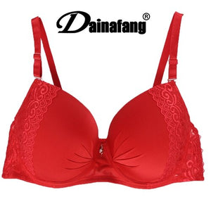 New Large Size Full Cup Push Up Bra Fashion Print Lace Diamond Decorative Sexy Bralette Comfortable Women