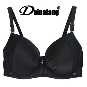 New Large Size Full Cup Push Up Bra Fashion Print Lace Diamond Decorative Sexy Bralette Comfortable Women