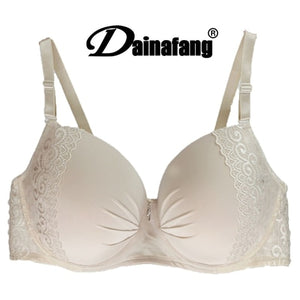 New Large Size Full Cup Push Up Bra Fashion Print Lace Diamond Decorative Sexy Bralette Comfortable Women