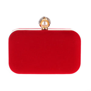 Ladies Velvet Clutch Pearl Crystal Evening Bags