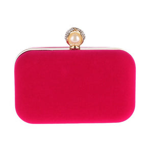 Ladies Velvet Clutch Pearl Crystal Evening Bags