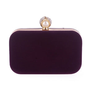 Ladies Velvet Clutch Pearl Crystal Evening Bags