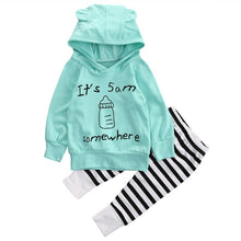 Load image into Gallery viewer, It&#39;s 5am Somewhere Toddler Baby&#39;s Sets Boy Girls  Long Sleeve Ears Hooded Tops + Striped Pants