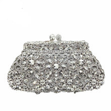 Load image into Gallery viewer, Gift Box Metal Minaudiere Clutch Silver Evening Crystal Handbags Women Socialite Party Prom Bag Bridal Clutches Wedding Purse