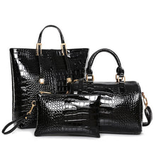 Load image into Gallery viewer, 3Pcs Luxury Alligator Crocodile Women Leather Handbag Set Famous Brand Women Shoulder Bags Ladies Handbags Purse Clutch Bag Gold