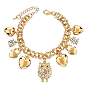 LongWay Heart Beetle Charm Bracelets Bangles For Women Gold Color Bracelet Austrian Crystal Chain