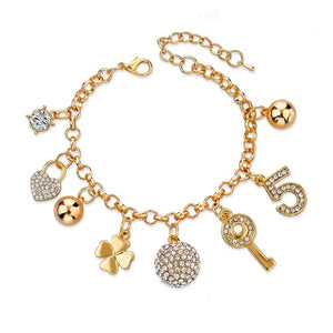 LongWay Heart Beetle Charm Bracelets Bangles For Women Gold Color Bracelet Austrian Crystal Chain