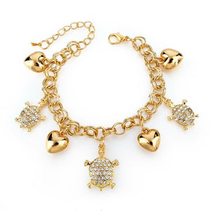 LongWay Heart Beetle Charm Bracelets Bangles For Women Gold Color Bracelet Austrian Crystal Chain