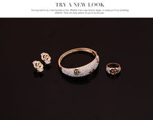 Load image into Gallery viewer, Fashion Wedding Jewelry Set Gold Color Full Rhinestone Necklace Bangle Ring Earrings Party Set