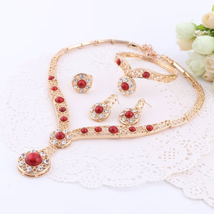 African Beads Gold Color Nigerian Wedding  Jewelry Sets.
