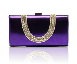 Burgundy Banquet Evening Bag Women Zircon Handbag Clutch