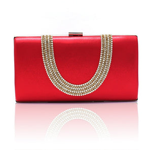 Burgundy Banquet Evening Bag Women Zircon Handbag Clutch