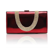 Load image into Gallery viewer, Burgundy Banquet Evening Bag Women Zircon Handbag Clutch