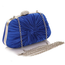 Load image into Gallery viewer, Women Pleated Evening  Blue Crystal Dressed Clutch Bags Wedding Party Chain Purse